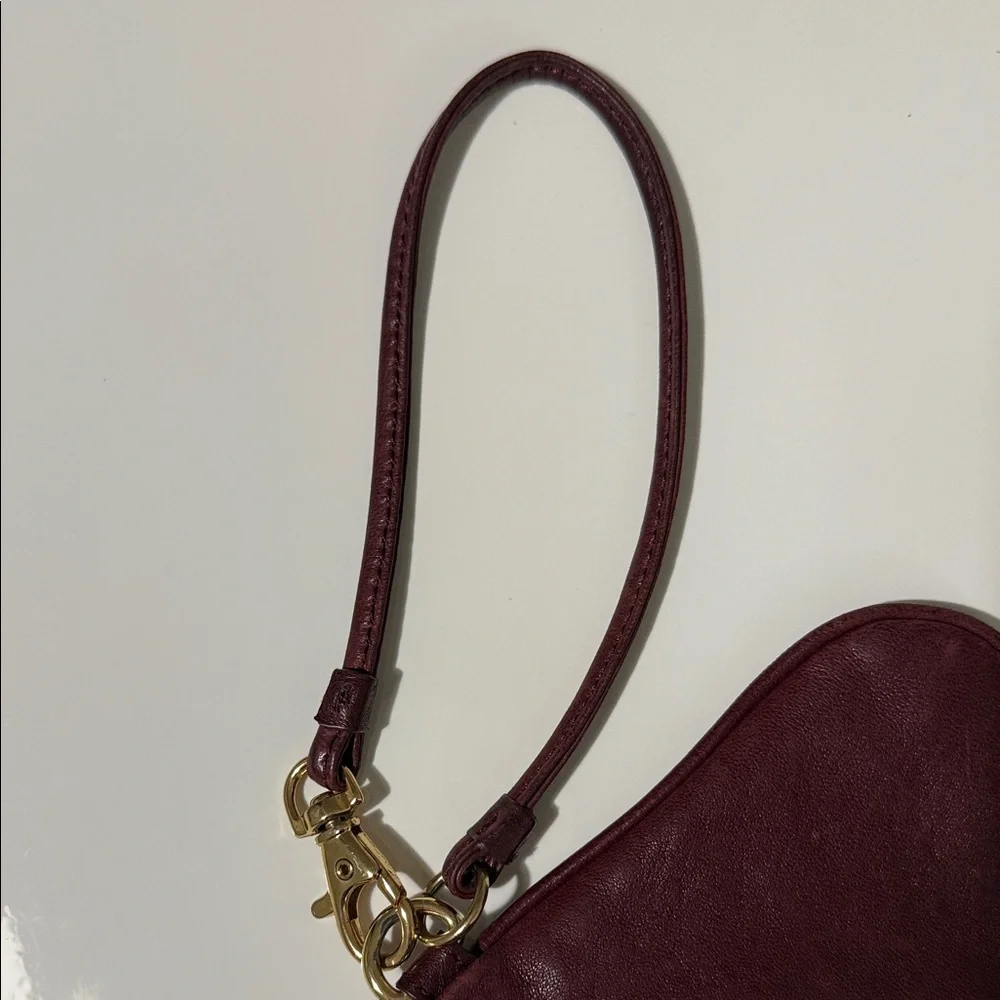 Tory Burch Dark Red Leather Wristlet